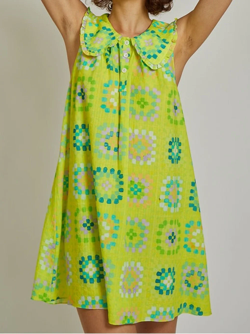 Rachel Antonoff bohemian Tanya trapeze sleeveless ruffle collar dress size xl - Picture 1 of 15